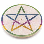 Soapstone Disc Incense Holder 8cm - Pentagon