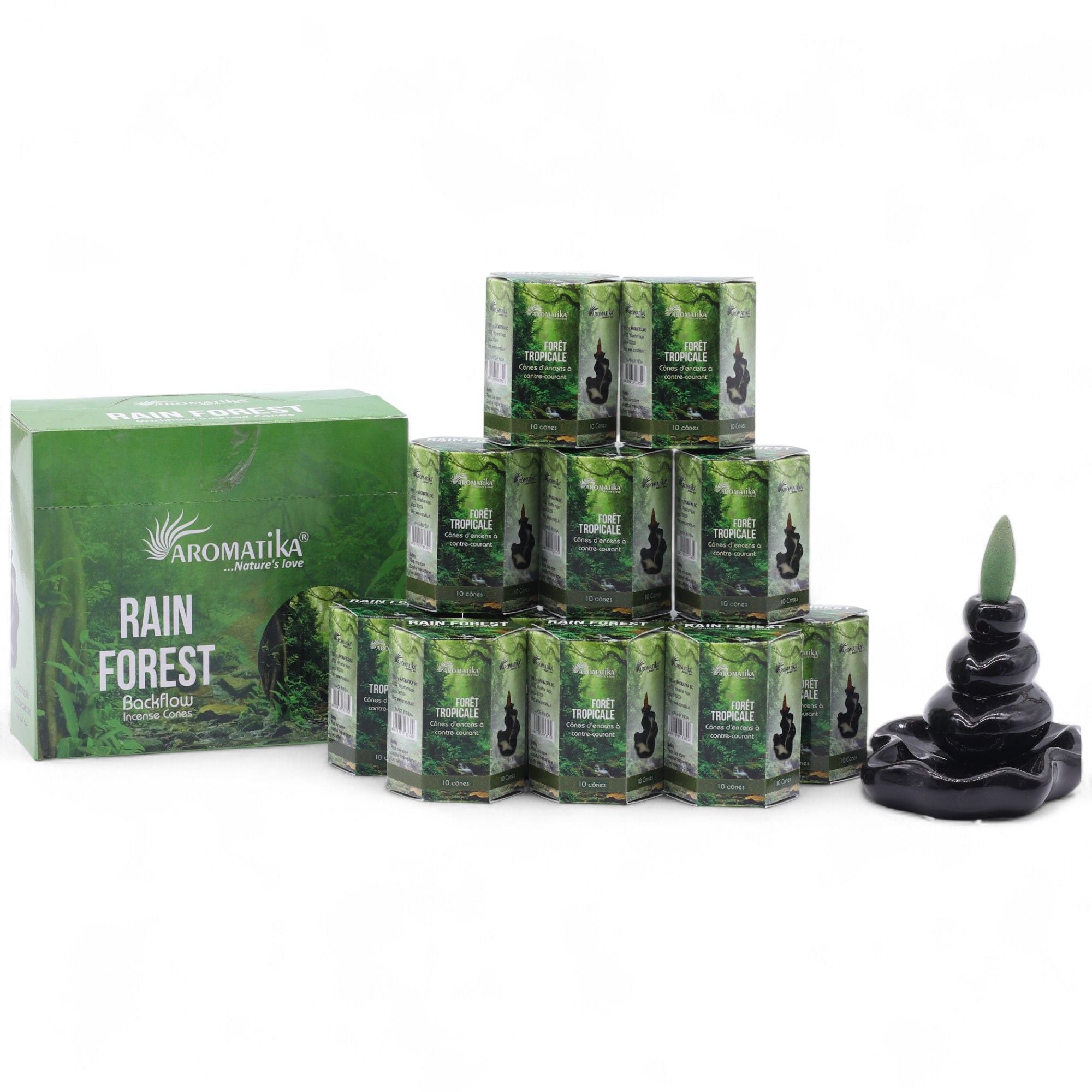 Pack of 10 Masala Backflow Incense - Rain Forest