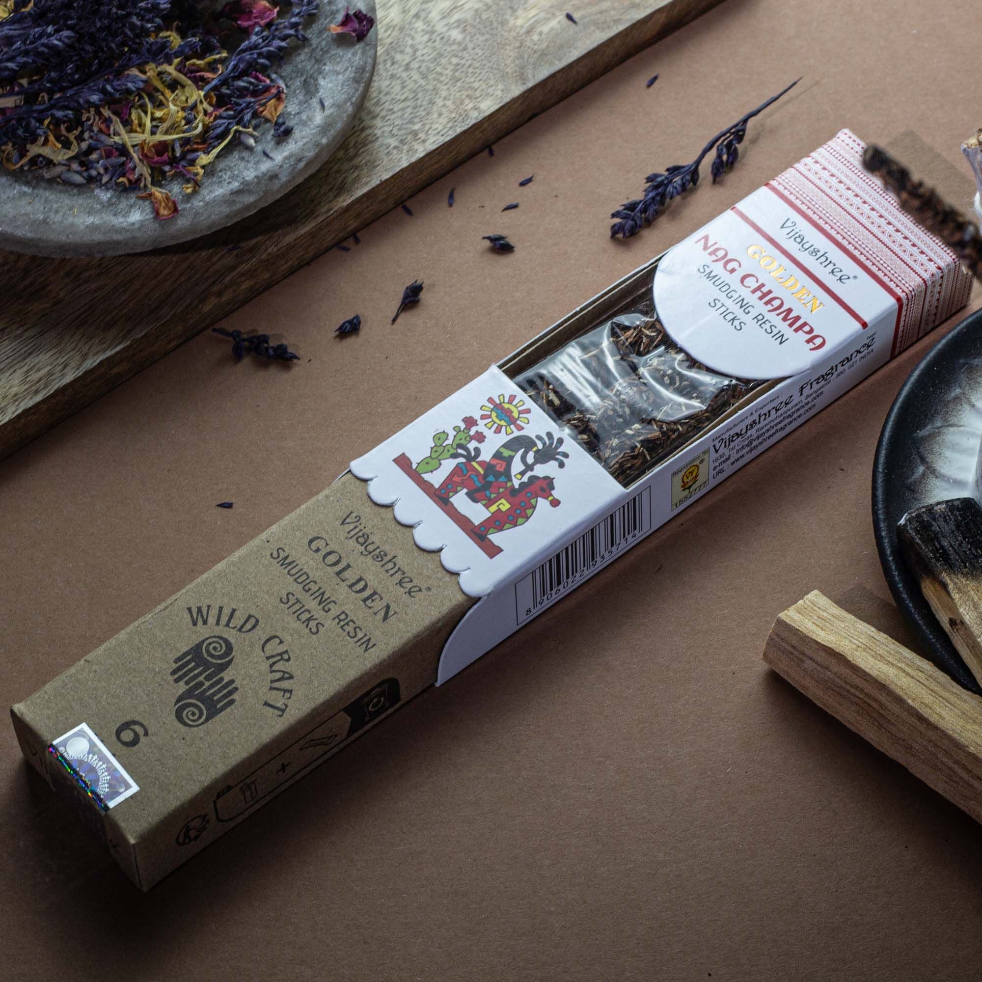 Golden Nag Champa Smudging Resin Sticks - 30g