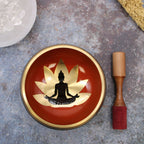 Lrg Buddha Singing Bowl Set- Black/Orange 14cm