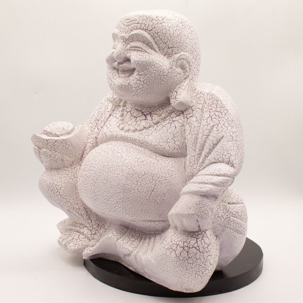Laughing Buddha Lamp Lavender Crackle - Round Stand