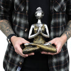 Yoga Lady Figure -  Bronze & Turqoise 24cm