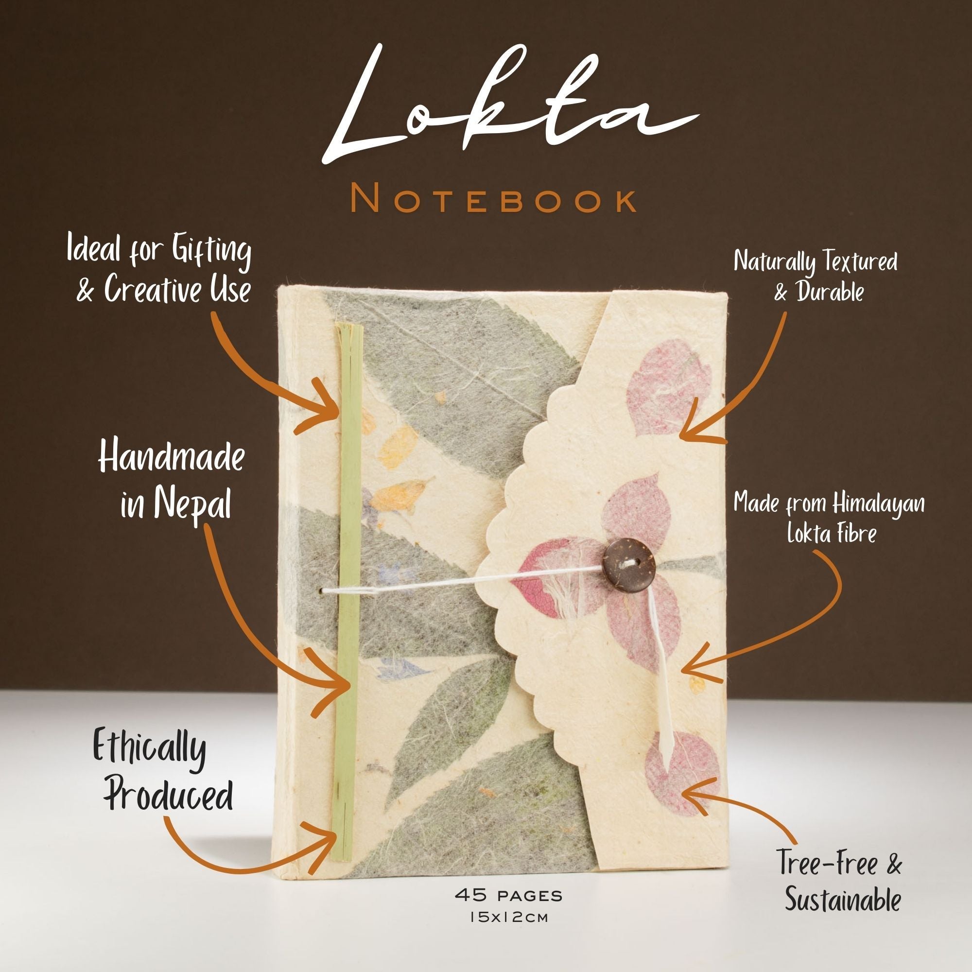Lokta Bougainvillea Notebook – Medium (15x12cm) – 45 Leaves
