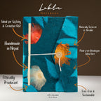 Lokta Bold Floral Notebook – Large (21x15cm) – 45 Leaves – Includes Bookmark – Midnight Blue