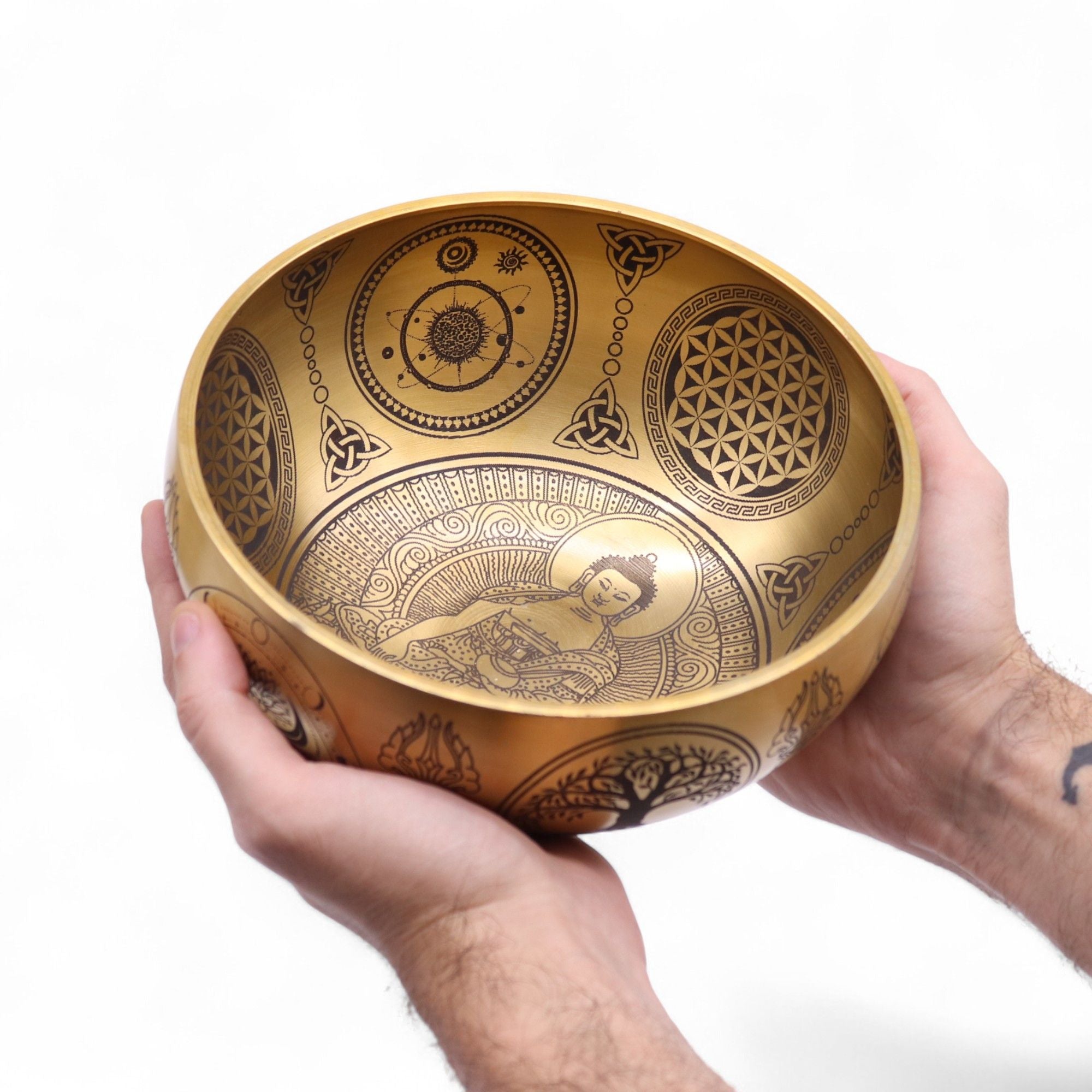 Pure Brass Etched Buddha - Set of 4 - Approx 3.85kg