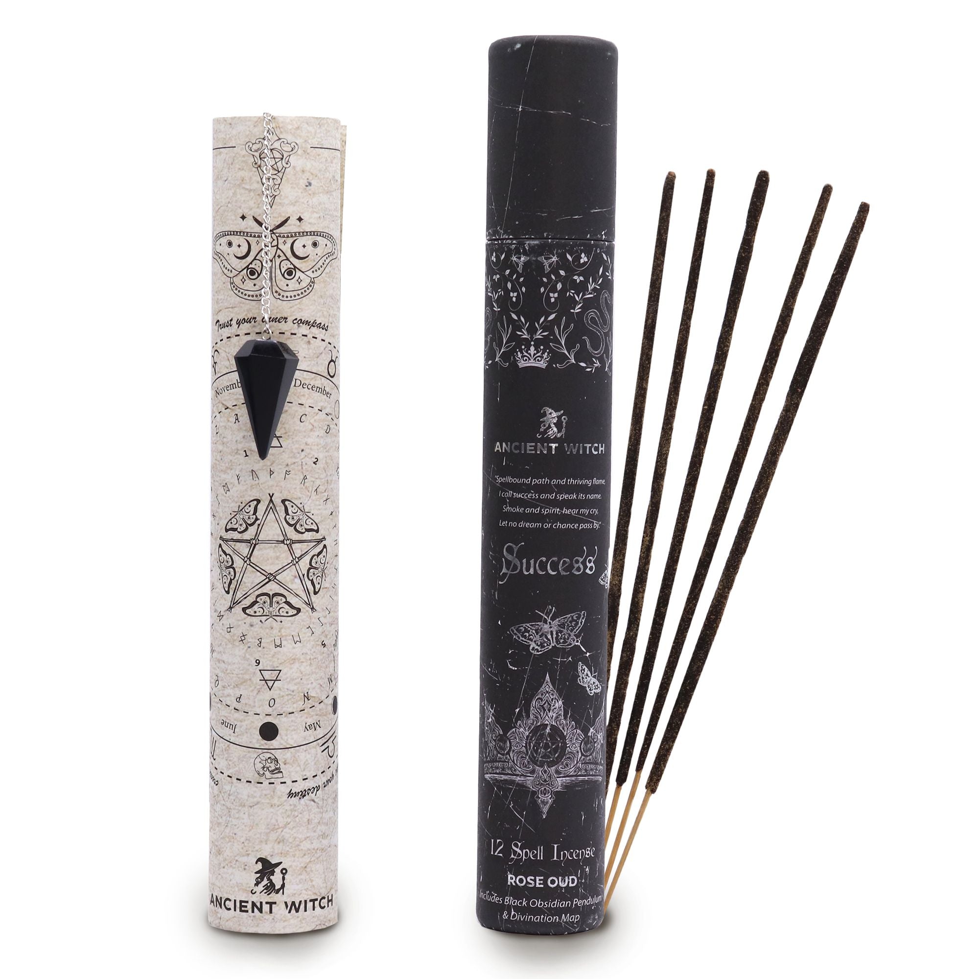 Ancient Witch Spell Incense - Success - Black Obsidian Pendulum