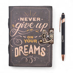 Leather Printed Notebook – Never Give Up On Your Dreams -  17.8×12.7 cm