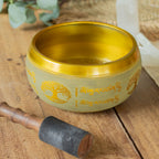 Large Aluminum Singing Bowl - Buddha Tree of Life - Copper Colour (19cm)