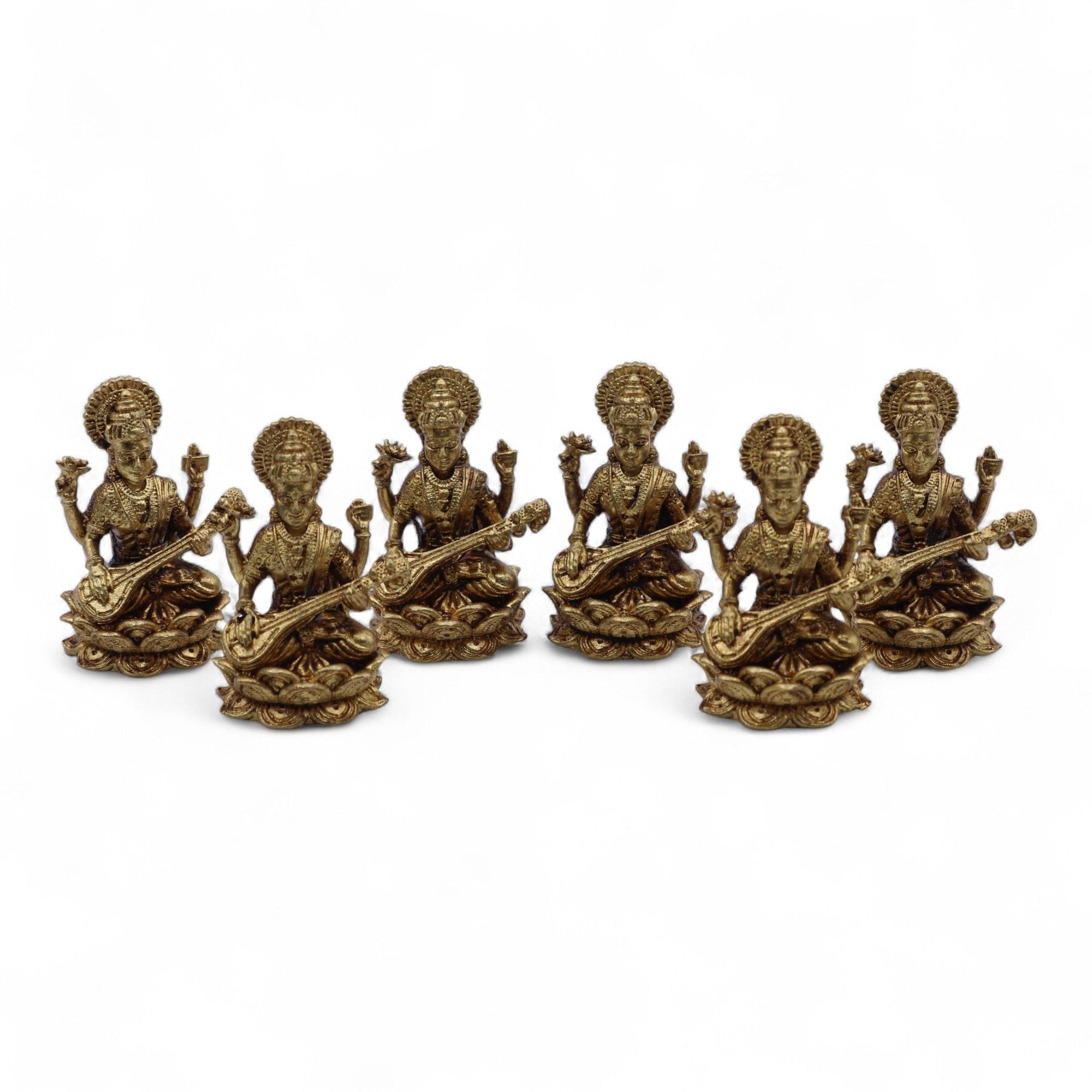 Brass Miniature Gods - Sarswati (22gms)  - 34mm