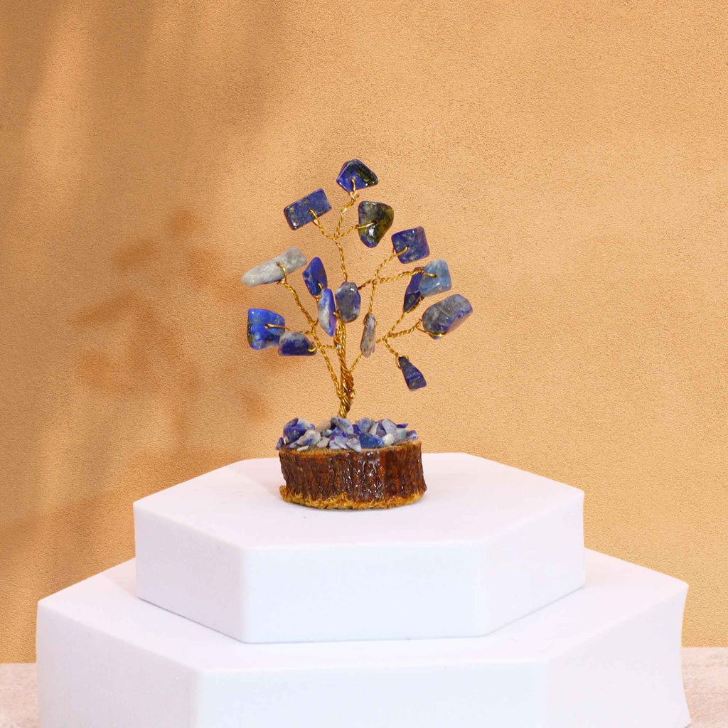 Mini Gemstone Tree On Wood Base - Sodalite (15 stones)