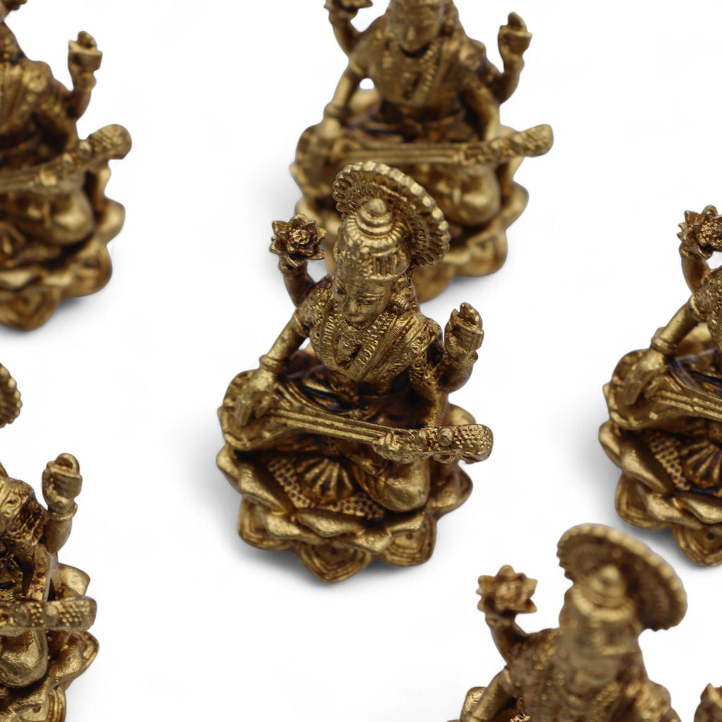 Brass Miniature Gods - Sarswati (22gms)  - 34mm