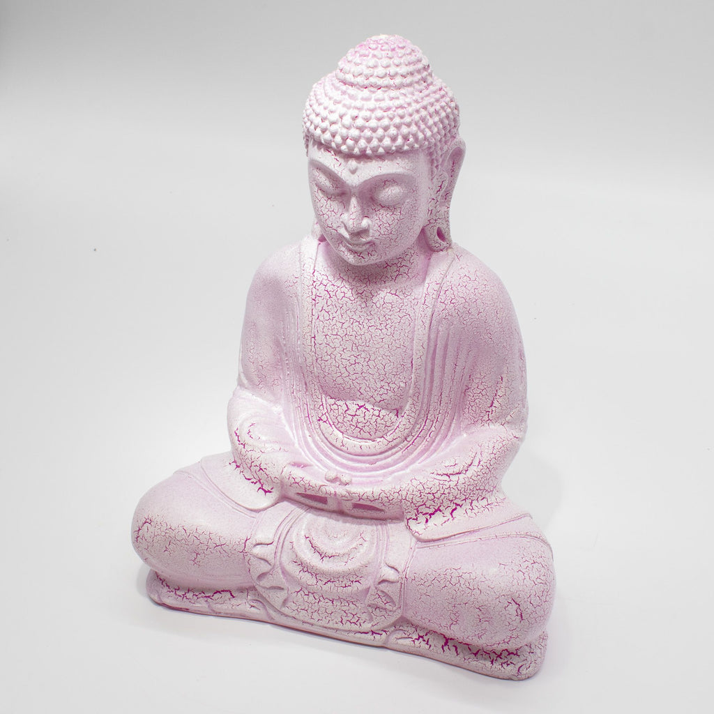 Meditation Buddha Lamp Cherry Crackle - Oval Stand