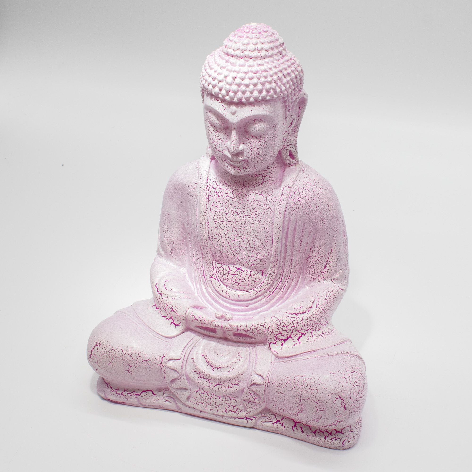 Meditation Buddha Lamp Cherry Crackle - Oval Stand