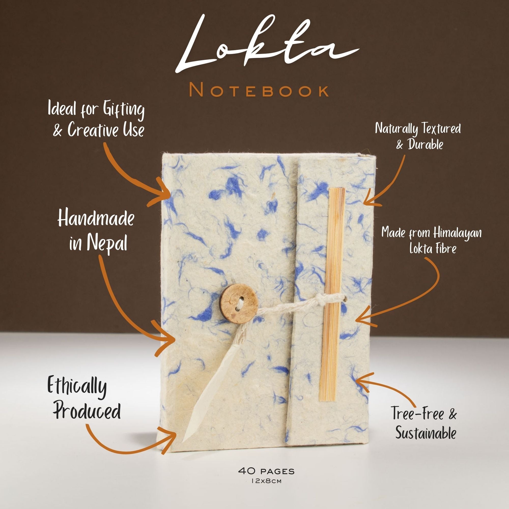 Lokta Mixed Blue Cotton Notebook – Mini (12x8cm) – 40 Leaves