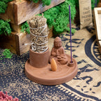 Multi Purpose Buddha Incense Plate - Natural Terracotta Style