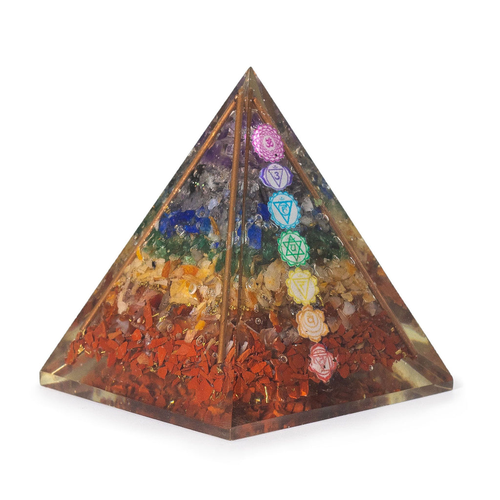 Med Organite Pryamids 7x6cm - Copper Bars - 7 Charkra Chips