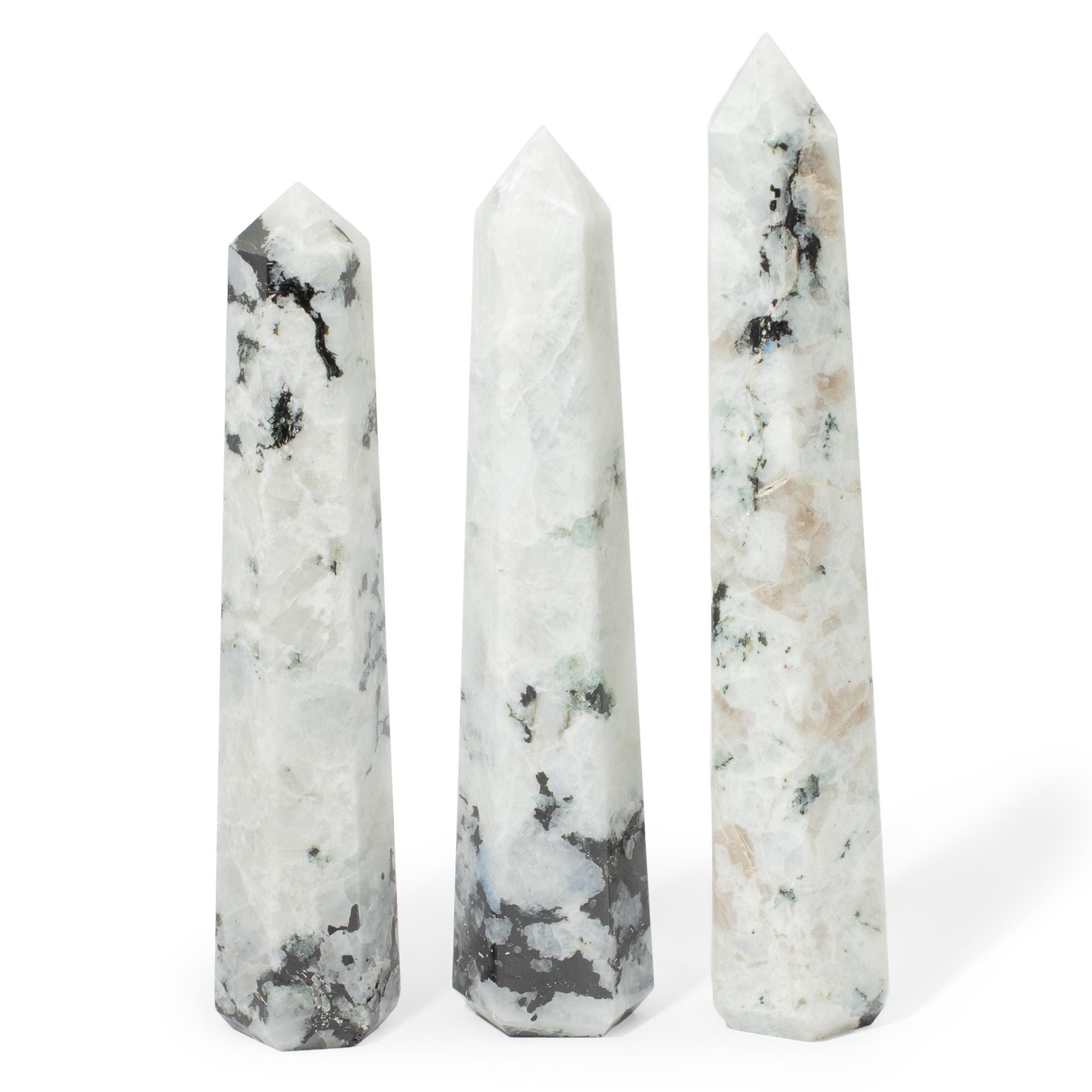 Gemstone Six Face Obelisk Point approx 17cm - Rainbow Moonstone