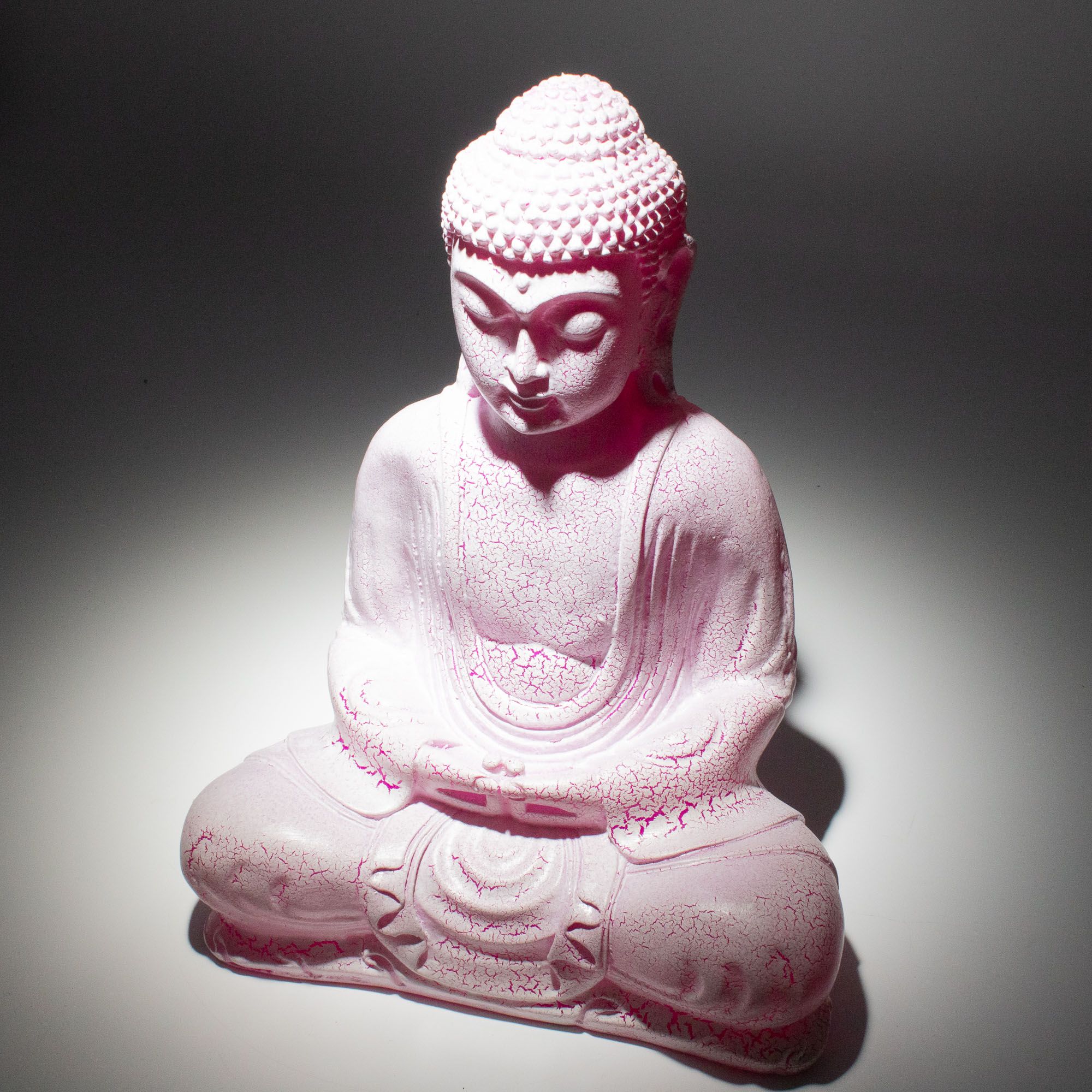 Meditation Buddha Lamp Cherry Crackle - Oval Stand