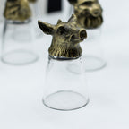 Gift Set of 12 Bottom Up Shot Glasses (25ml) - Forest & Mystical Creatures - Antique Bronze