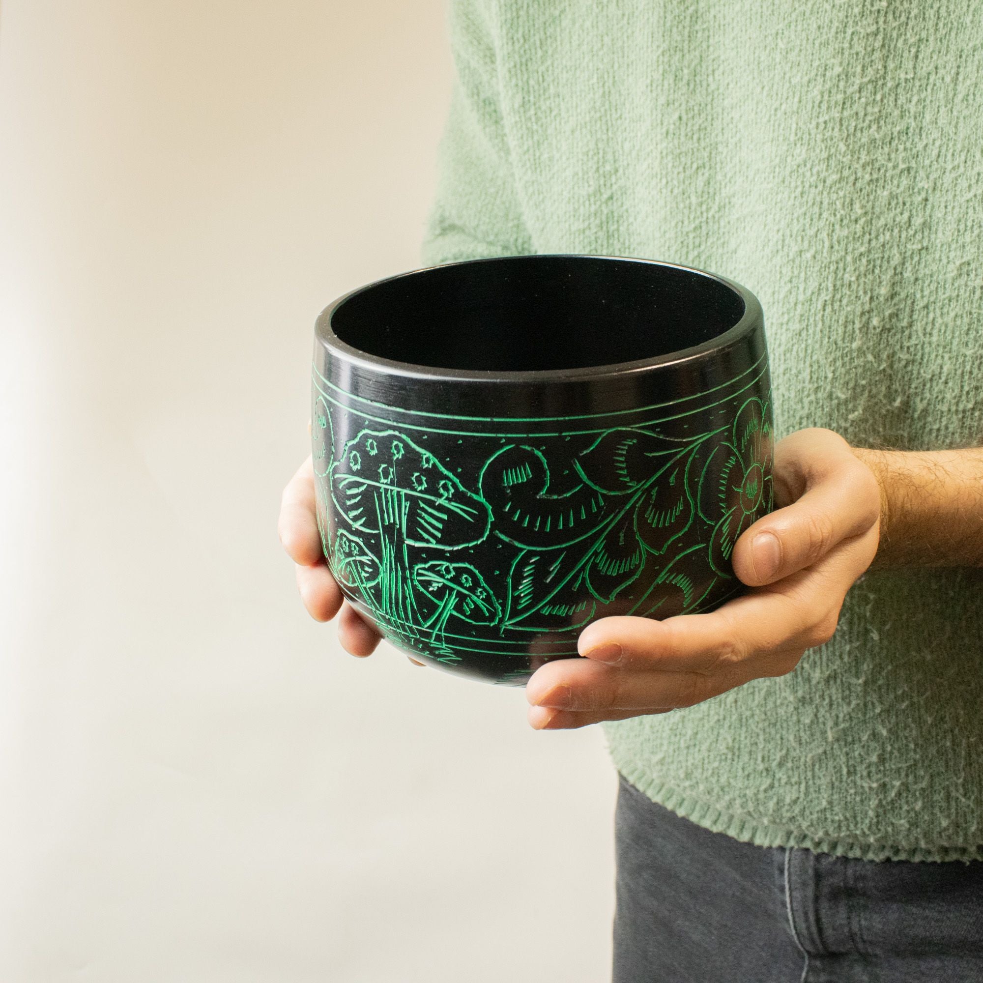 Cauldron Singing Bowl - Magic Mushroom - Green (15cm)