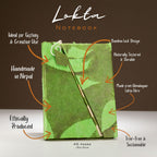 Lokta Bold Floral Bamboo Lock Notebook – Medium (15x12cm) – 45 Leaves – Moss Green