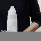 Natural Selenite Tower Lamp - 25 cm