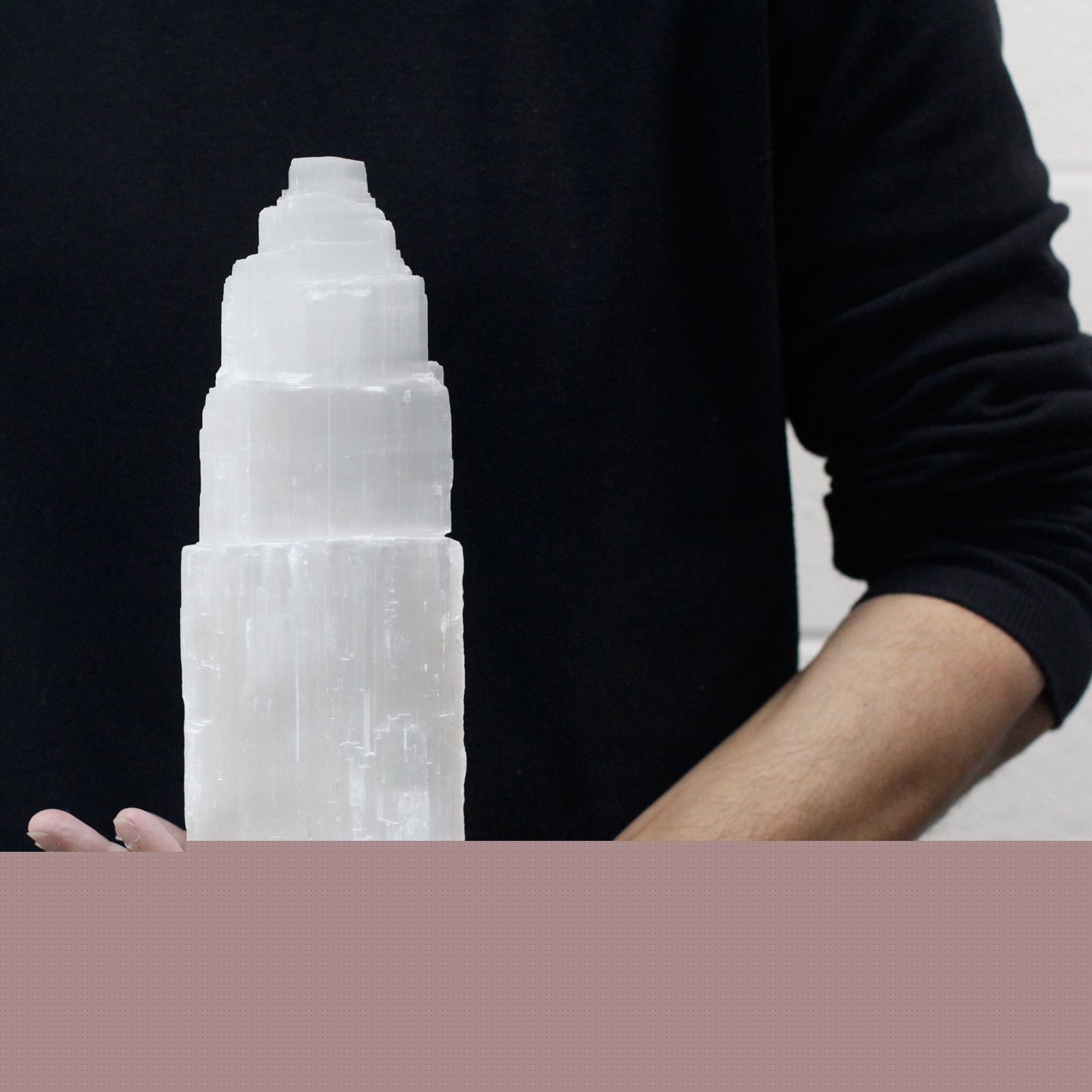 Natural Selenite Tower Lamp - 25 cm