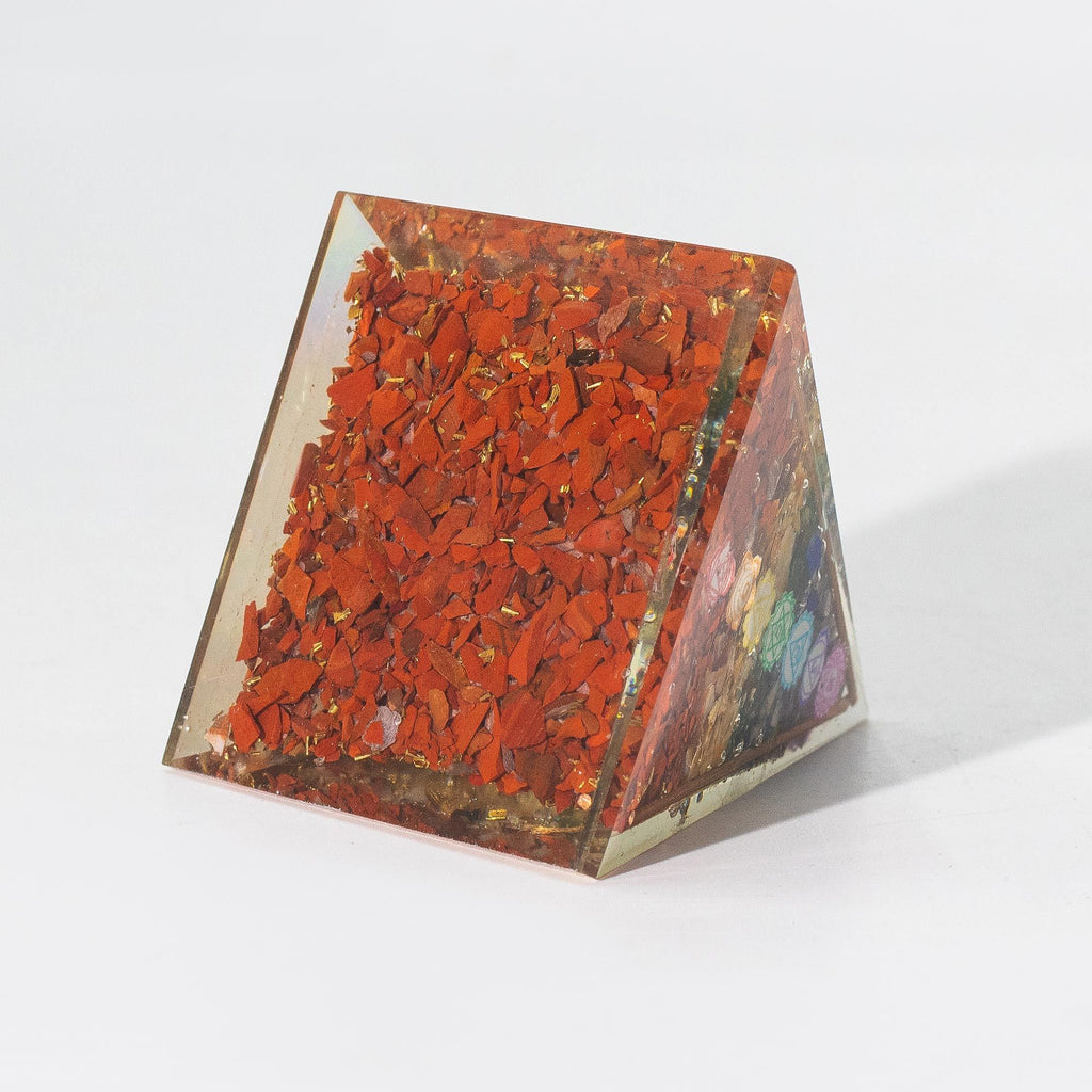 Med Organite Pryamids 7x6cm - Copper Bars - 7 Charkra Chips