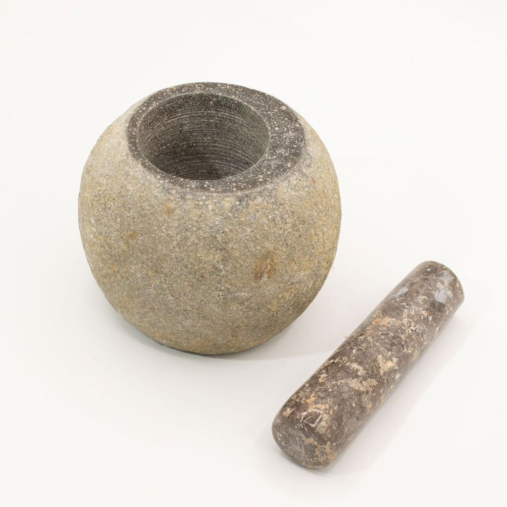 Natural Riverstone Decorative Pestle & Mortar- Large (aprox 15x12cm)