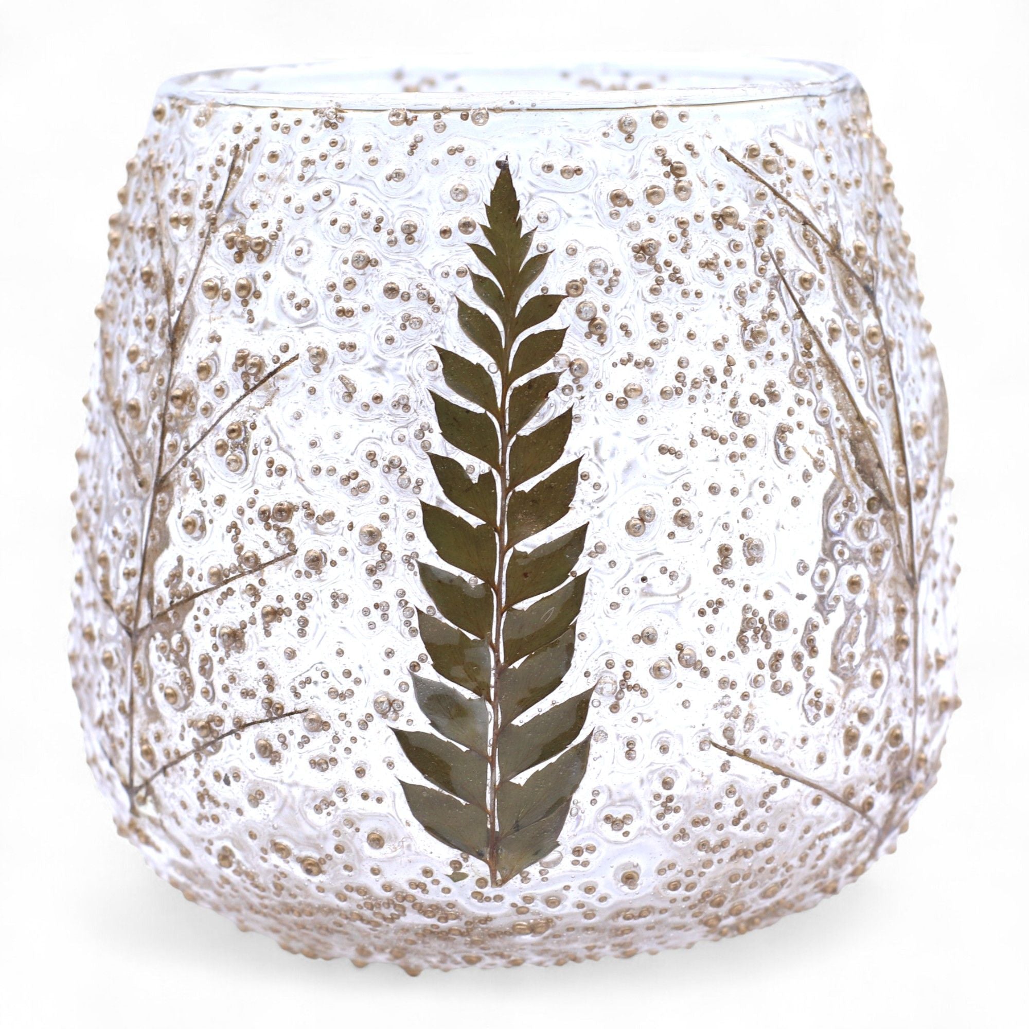 Natural Floral Glass - Straight Candle Holder -  Pino - (10x9cm)