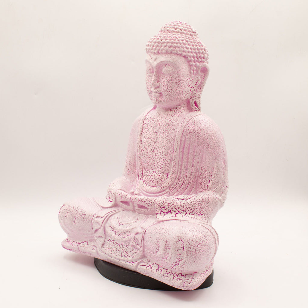 Meditation Buddha Lamp Cherry Crackle - Oval Stand