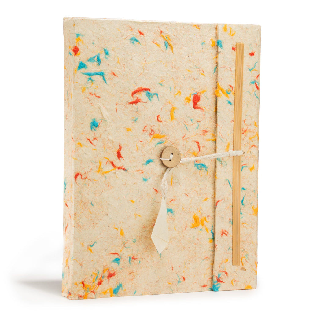 Lokta Mixed Colour Cotton Notebook – Large (21x15cm) – 45 Leaves – Includes Bookmark
