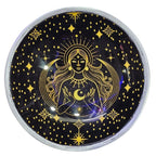 Triple Leg  Enamelled  Offering Plate - Gold Goddess on Black
