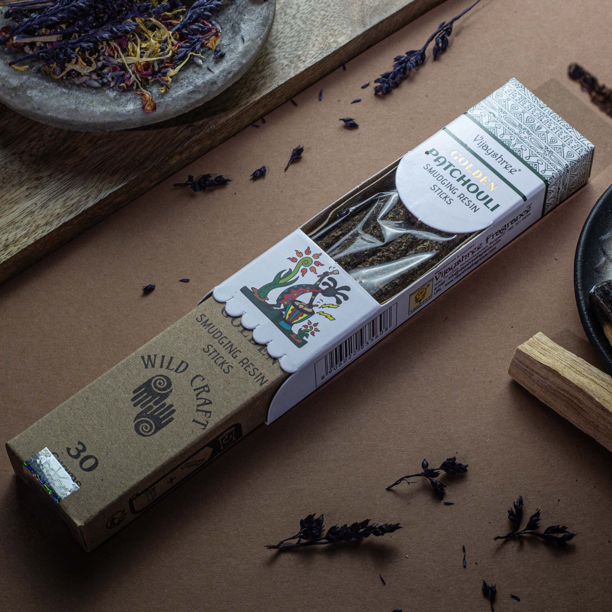 Golden Patchouli Smudging Resin Sticks – 30g