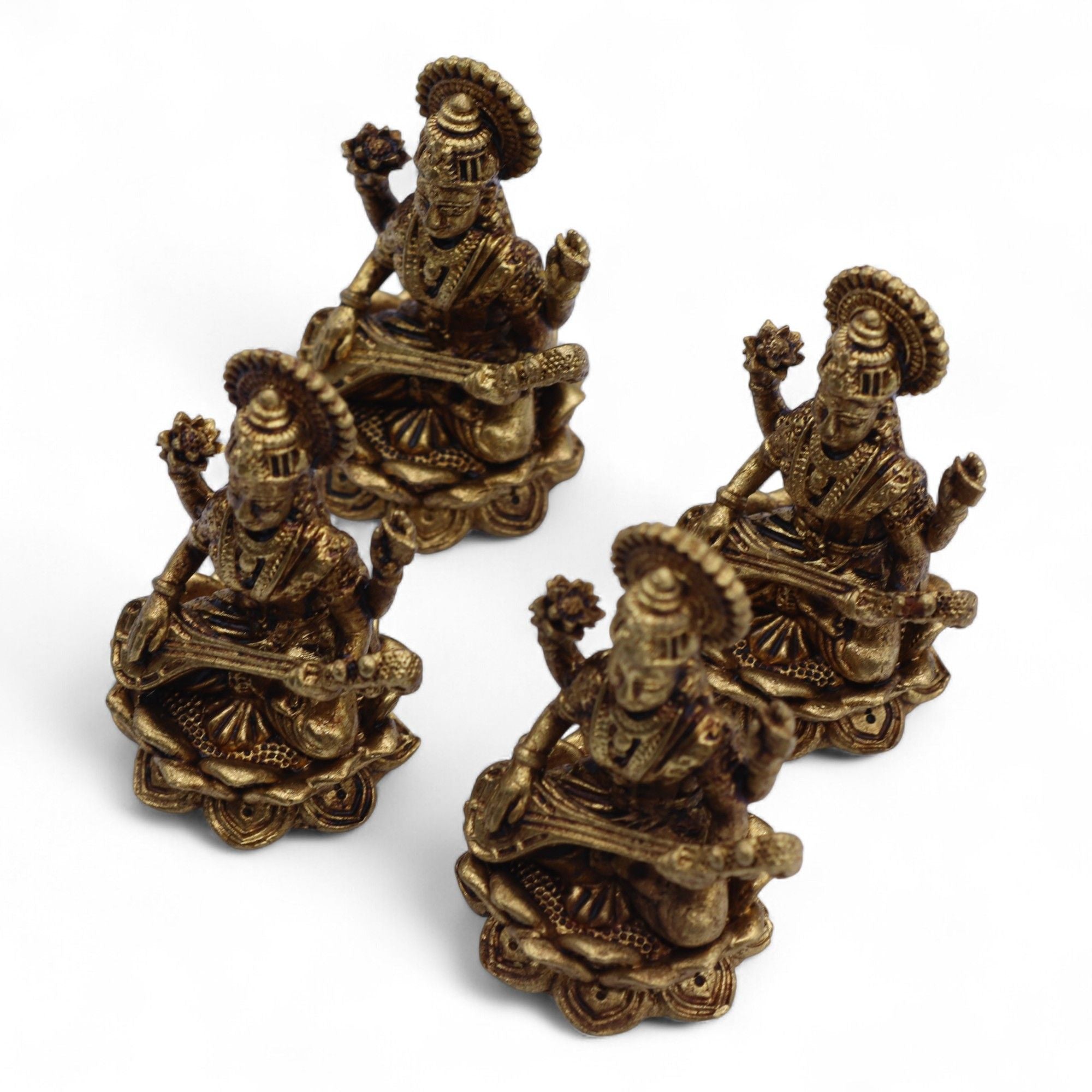 Brass Miniature Gods - Sarswati (52gms)  - 49mm