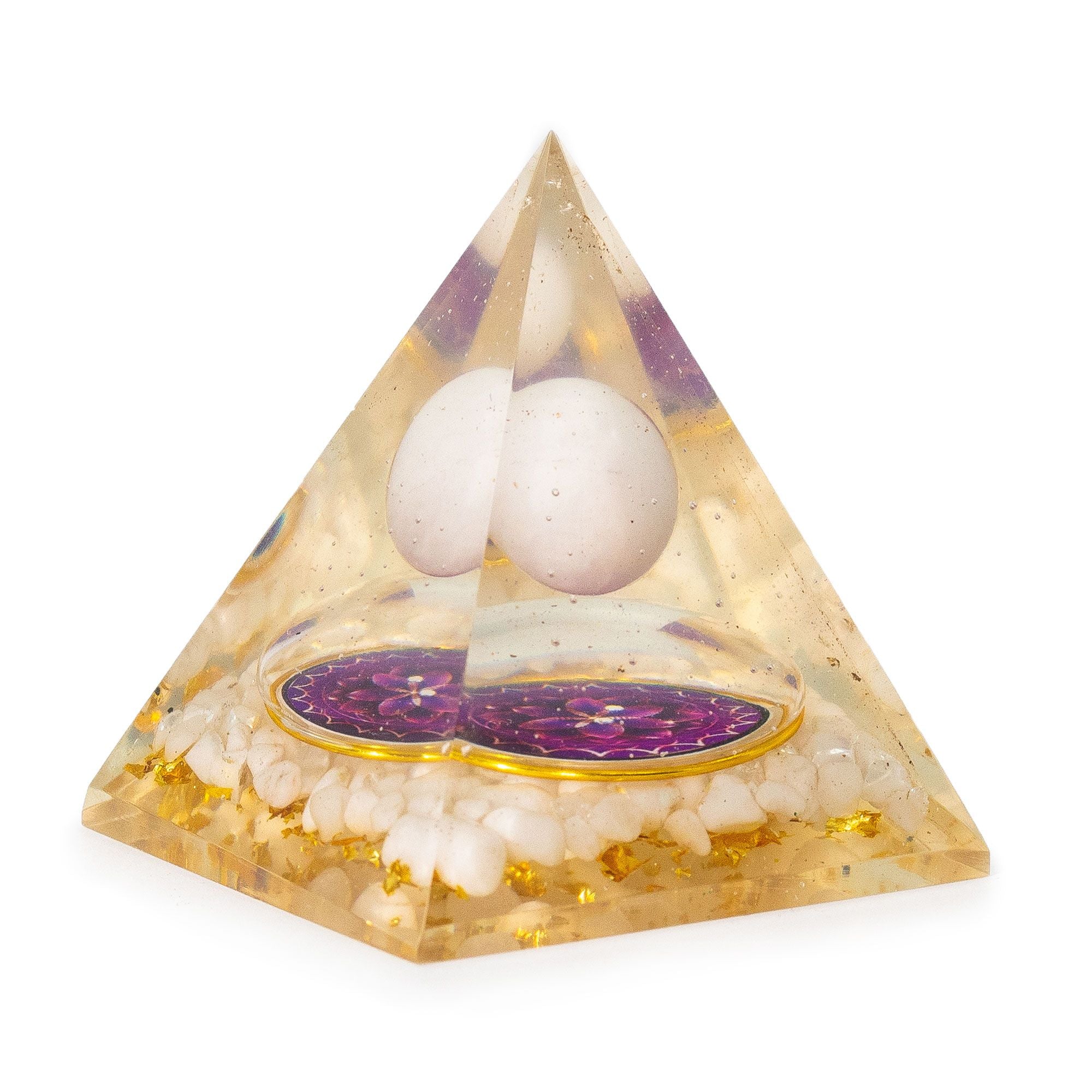 Med Organite Pryamids 7x6cm - Floating Quatz Sphere - Quatz Chunks