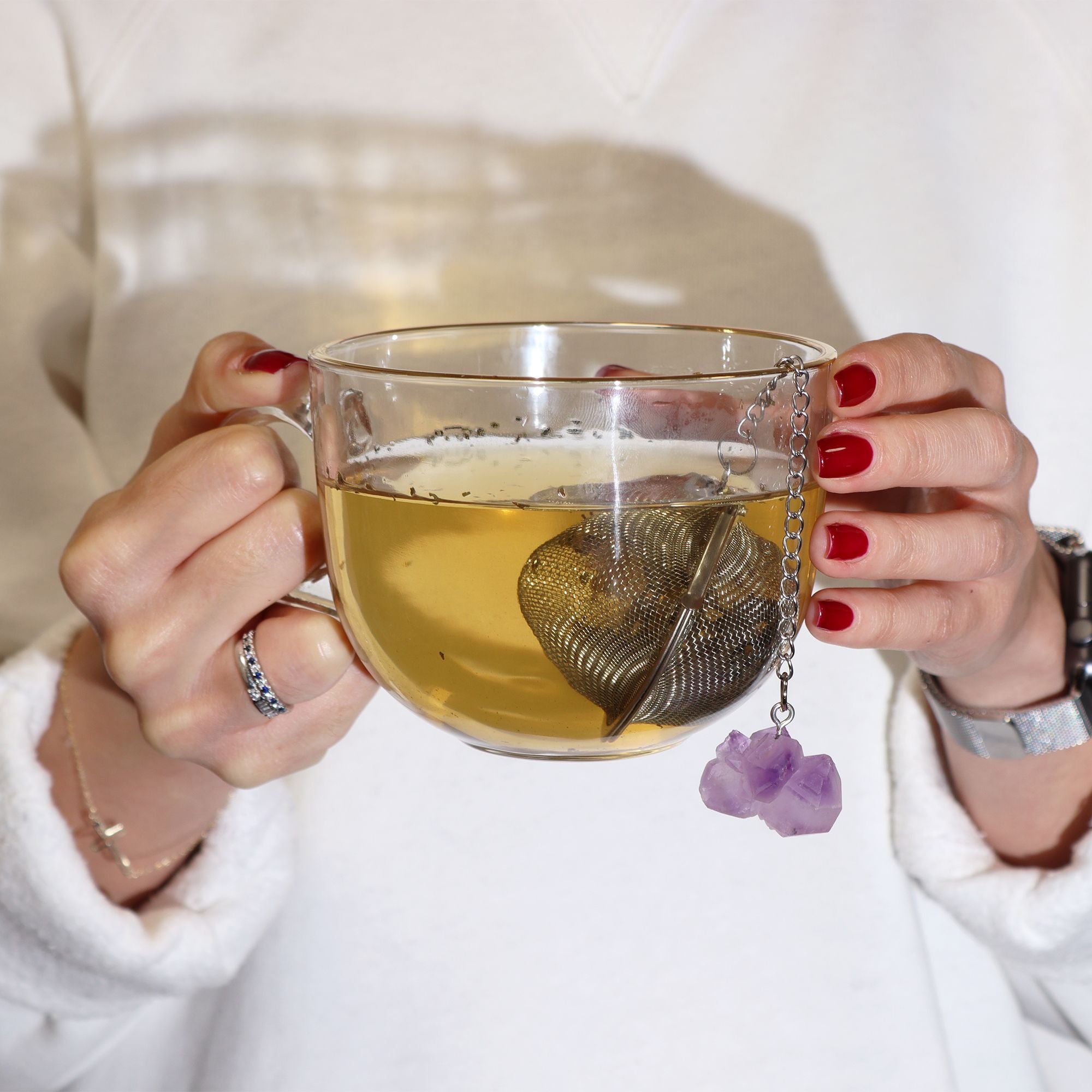 Raw Crystal Gemstone Tea Strainer - Gold Tigers Eye