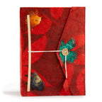 Lokta Bold Floral Notebook – Large (21x15cm) – 45 Leaves – Includes Bookmark – Ruby