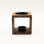 Square Mango Wood Oil Burner  - Hamsa