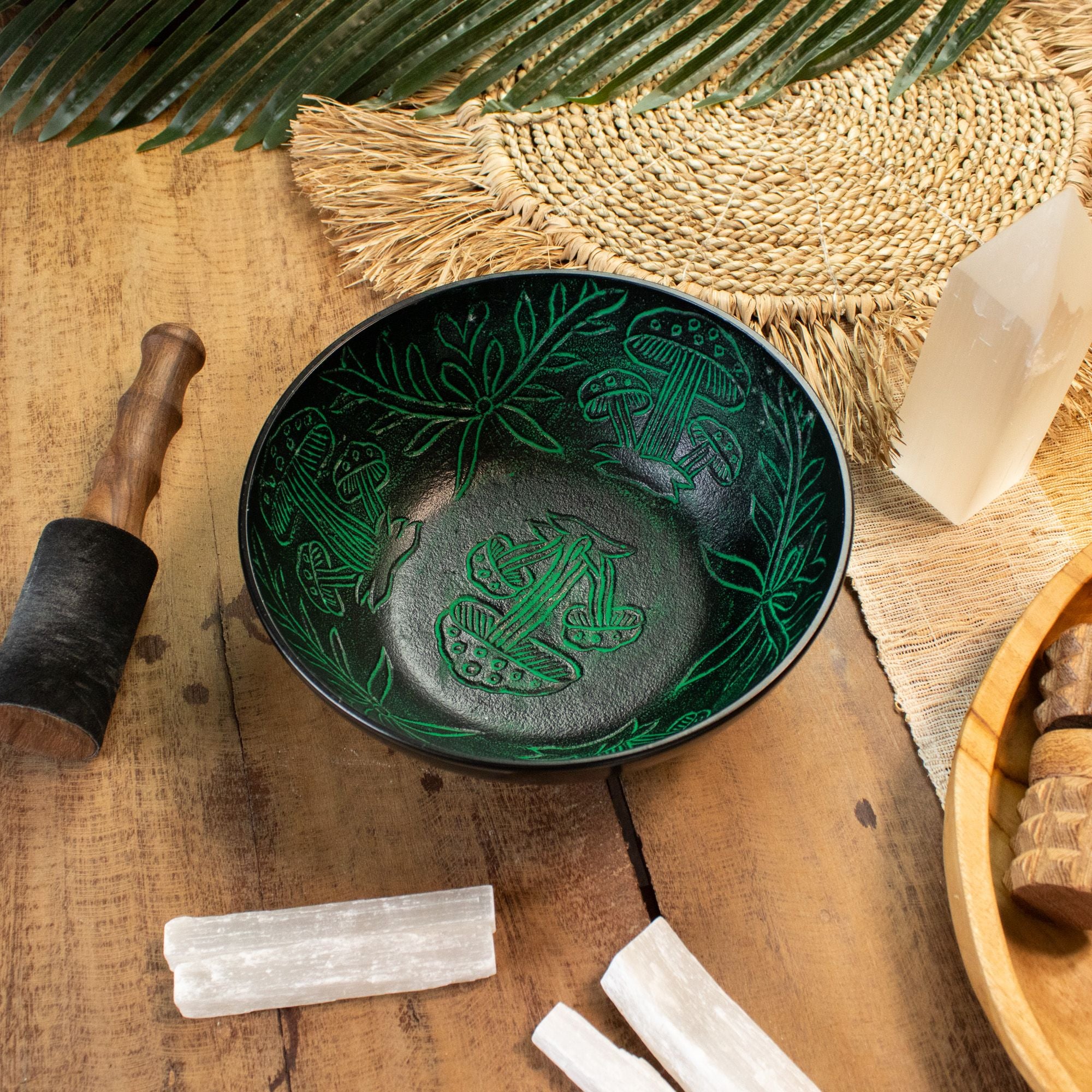 Aluminum Singing Bowl - Magic Mushroom - Green (20cm)