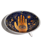 Triple Leg Enamelled Offering Plate - Hamsa Midnight Blue