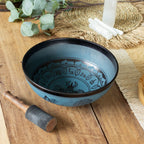Large Aluminum Singing Bowl - Tibetan Double Dorjy Design - Blue (27cm)