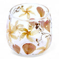 Natural Floral Glass - Straight Candle Holder - Rosa - (8x8cm)