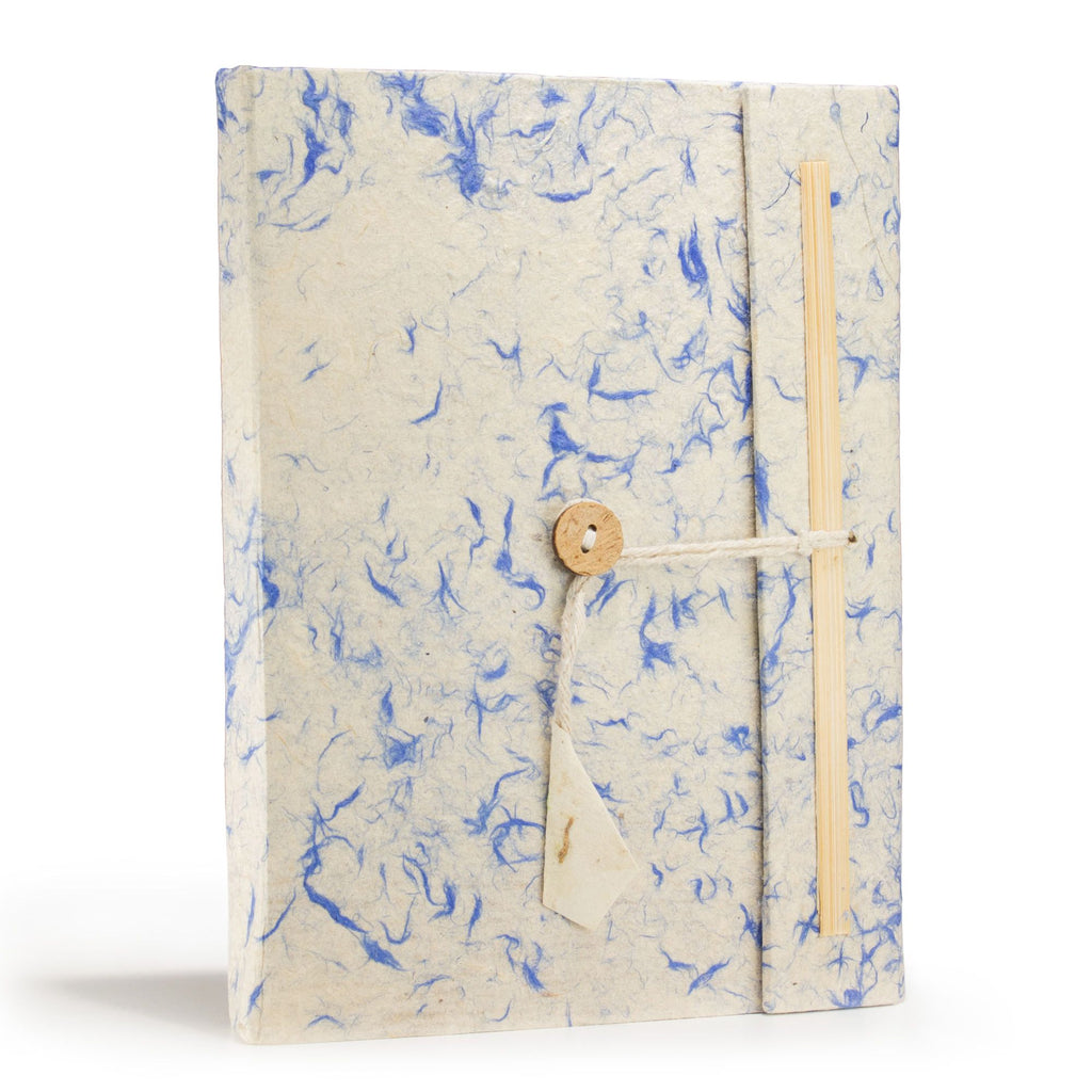Lokta Mixed Blue Cotton Notebook – Large (21x15cm) – 45 Leaves – Includes Bookmark