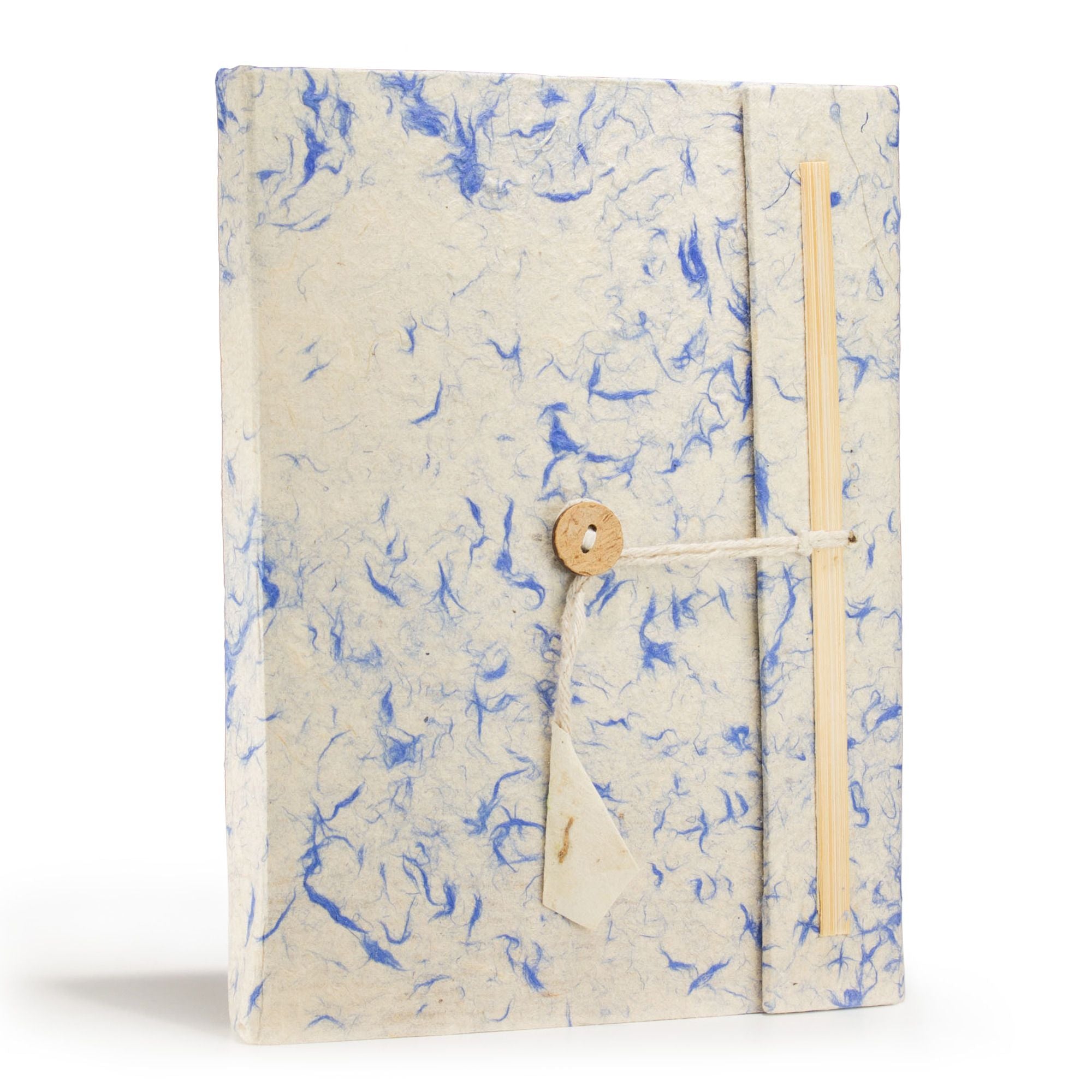 Lokta Mixed Blue Cotton Notebook – Large (21x15cm) – 45 Leaves – Includes Bookmark