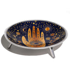 Triple Leg Enamelled Offering Plate - Hamsa Midnight Blue