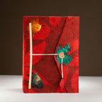 Lokta Bold Floral Notebook – Large (21x15cm) – 45 Leaves – Includes Bookmark – Ruby