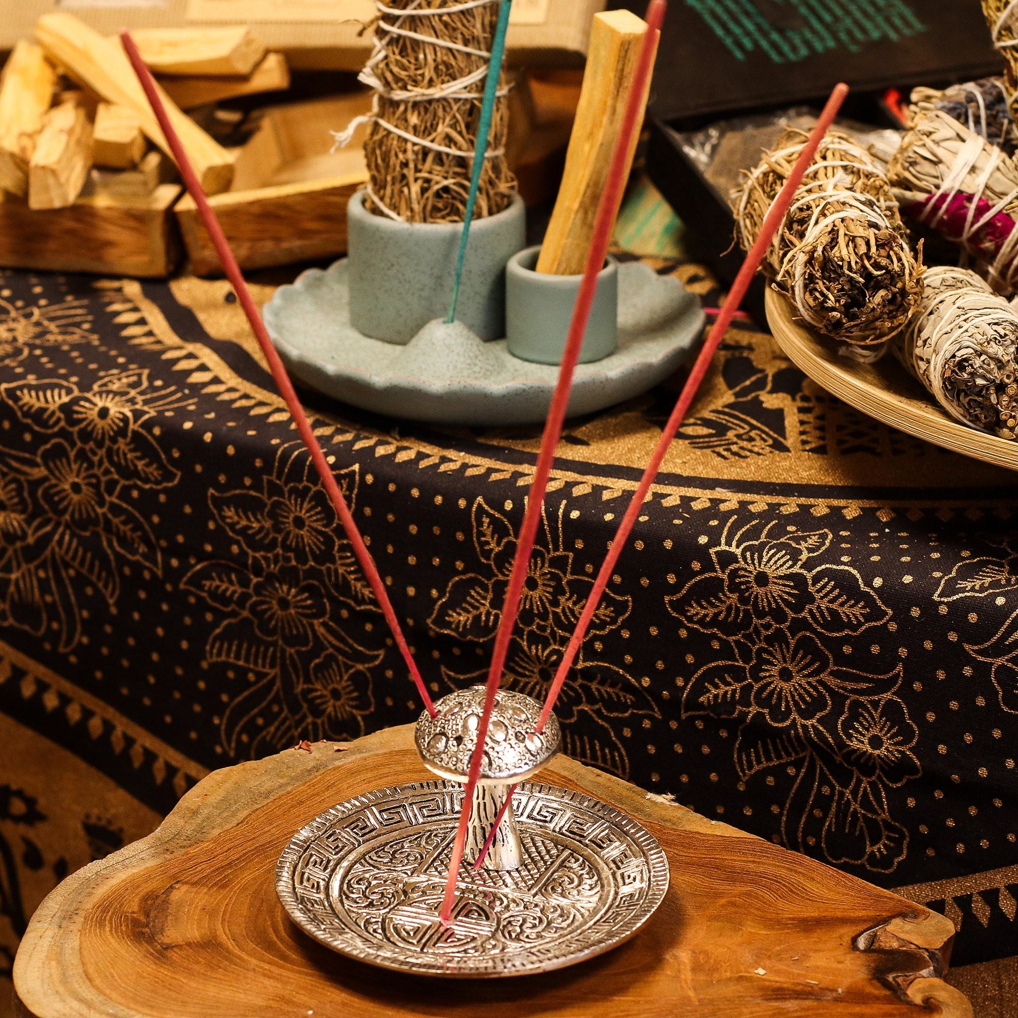 Mushroom Plate  - Silver Effect - Incense Holder