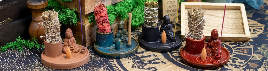 Multi Purpose Buddha Incense Plate - Natural Terracotta Style