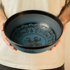 Large Aluminum Singing Bowl - Tibetan Double Dorjy Design - Blue (27cm)